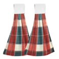 thumbnail image 1 of Yayeee Kitchen Hanging Hand Towels Set of 2 with Loop Bathroom Absorbent Tie Towel, Vibrant Red Tartan Pattern, 1 of 7