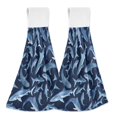 thumbnail image 1 of Yayeee Kitchen Hanging Hand Towels Set of 2 with Loop Bathroom Absorbent Tie Towel, Watercolor Shark Pattern, 1 of 7