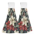 thumbnail image 1 of Yayeee Kitchen Hanging Hand Towels Set of 2 with Loop Bathroom Absorbent Tie Towel, White Christmas Leaves, 1 of 7