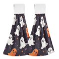 thumbnail image 1 of Yayeee Kitchen Hanging Hand Towels Set of 2 with Loop Bathroom Absorbent Tie Towel, White Halloween Ghosts, 1 of 7