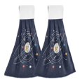thumbnail image 1 of Yayeee Kitchen Hanging Hand Towels Set of 2 with Loop Bathroom Absorbent Tie Towel, White Planet, 1 of 7
