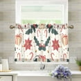 thumbnail image 1 of Yayeee Kitchen Curtains Light Filtering 27"x24" Rod Pocket Short Cafe Window Panel, Beige Christmas Candy Canes, 1 of 7