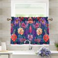 thumbnail image 1 of Yayeee Kitchen Curtains Light Filtering 27"x24" Rod Pocket Short Cafe Window Panel, Blooming Flowers Pattern, 1 of 7