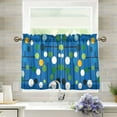 thumbnail image 1 of Yayeee Kitchen Curtains Light Filtering 27"x24" Rod Pocket Short Cafe Window Panel, Blue Abstract, 1 of 7