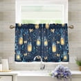 thumbnail image 1 of Yayeee Kitchen Curtains Light Filtering 27"x24" Rod Pocket Short Cafe Window Panel, Blue Fireflies Pattern, 1 of 7