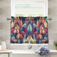 thumbnail image 1 of Yayeee Kitchen Curtains Tier Pair Light Filtering 27"x24" Rod Pocket Short Cafe Window Panel, Blue Vibrant Leaves Pattern, 1 of 7