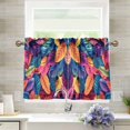 thumbnail image 1 of Yayeee Kitchen Curtains Tier Pair Light Filtering 27"x24" Rod Pocket Short Cafe Window Panel, Colorful Art Leaves Pattern, 1 of 7