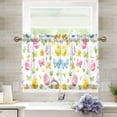 thumbnail image 1 of Yayeee Kitchen Curtains Tier Pair Light Filtering 27"x24" Rod Pocket Short Cafe Window Panel, Colorful Easter Eggs, 1 of 7