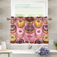 thumbnail image 1 of Yayeee Kitchen Curtains Tier Pair Light Filtering 27"x24" Rod Pocket Short Cafe Window Panel, Cute Doughnuts Pattern, 1 of 7