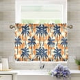 thumbnail image 1 of Yayeee Kitchen Curtains Tier Pair Light Filtering 27"x24" Rod Pocket Short Cafe Window Panel, Dark Blue Palm Pattern, 1 of 7