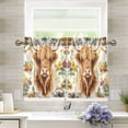 thumbnail image 1 of Yayeee Kitchen Curtains Tier Pair Light Filtering 27"x24" Rod Pocket Short Cafe Window Panel, Floral Cow, 1 of 7