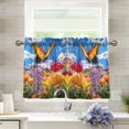 thumbnail image 1 of Yayeee Kitchen Curtains Tier Pair Light Filtering 27"x24" Rod Pocket Short Cafe Window Panel, Flower Butterfly Pattern, 1 of 7