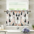 thumbnail image 1 of Yayeee Kitchen Curtains Tier Pair Light Filtering 27"x24" Rod Pocket Short Cafe Window Panel, Gray Cartoon Pattern, 1 of 7