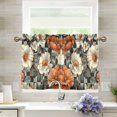 thumbnail image 1 of Yayeee Kitchen Curtains Tier Pair Light Filtering 27"x24" Rod Pocket Short Cafe Window Panel, Gray Floral Pattern, 1 of 7