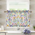 thumbnail image 1 of Yayeee Kitchen Curtains Tier Pair Light Filtering 27"x24" Rod Pocket Short Cafe Window Panel, Green Wildflower Pattern, 1 of 7