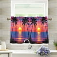 thumbnail image 1 of Yayeee Kitchen Curtains Tier Pair Light Filtering 27"x24" Rod Pocket Short Cafe Window Panel, Palm Tree Sunset Pattern, 1 of 7