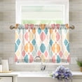 thumbnail image 1 of Yayeee Kitchen Curtains Tier Pair Light Filtering 27"x24" Rod Pocket Short Cafe Window Panel, Pink Abstract Pattern, 1 of 7