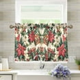 thumbnail image 1 of Yayeee Kitchen Curtains Light Filtering 27"x24" Rod Pocket Short Cafe Window Panel, Red Christmas Poinsettia, 1 of 7