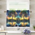 thumbnail image 1 of Yayeee Kitchen Curtains Tier Pair Light Filtering 27"x24" Rod Pocket Short Cafe Window Panel, Tree Pattern, 1 of 7