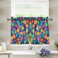 thumbnail image 1 of Yayeee Kitchen Curtains Tier Pair Light Filtering 27"x24" Rod Pocket Short Cafe Window Panel, Vibrant Art Leaves Pattern, 1 of 7