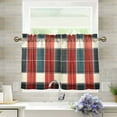 thumbnail image 1 of Yayeee Kitchen Curtains Tier Pair Light Filtering 27"x24" Rod Pocket Short Cafe Window Panel, Vibrant Red Tartan Pattern, 1 of 7