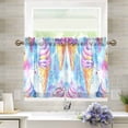 thumbnail image 1 of Yayeee Kitchen Curtains Tier Pair Light Filtering 27"x24" Rod Pocket Short Cafe Window Panel, Watercolor Ice Cream Pattern, 1 of 7