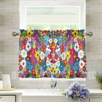 Yayeee Kitchen Curtains Light Filtering 27"x24" Rod Pocket Short Cafe Window Panel, Whimsical Floral