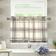 thumbnail image 1 of Yayeee Kitchen Curtains Tier Pair Light Filtering 27"x36" Rod Pocket Short Cafe Window Panel, Beige Plaid Pattern, 1 of 7