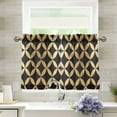 thumbnail image 1 of Yayeee Kitchen Curtains Tier Pair Light Filtering 27"x36" Rod Pocket Short Cafe Window Panel, Black Geometric, 1 of 7