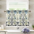thumbnail image 1 of Yayeee Kitchen Curtains Tier Pair Light Filtering 27"x36" Rod Pocket Short Cafe Window Panel, Blue Floral Pattern, 1 of 7