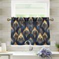 thumbnail image 1 of Yayeee Kitchen Curtains Tier Pair Light Filtering 27"x36" Rod Pocket Short Cafe Window Panel, Blue Peacock Feathers Pattern, 1 of 7