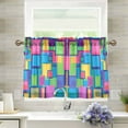 thumbnail image 1 of Yayeee Kitchen Curtains Tier Pair Light Filtering 27"x36" Rod Pocket Short Cafe Window Panel, Colorful Geometric Pattern, 1 of 7