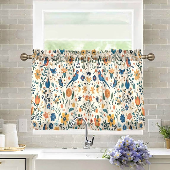 Yayeee Kitchen Curtains Tier Pair Light Filtering 27"x36" Rod Pocket Short Cafe Window Panel, Cute Animals
