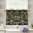 thumbnail image 1 of Yayeee Kitchen Curtains Tier Pair Light Filtering 27"x36" Rod Pocket Short Cafe Window Panel, Green Christmas Holly, 1 of 7