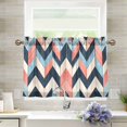 thumbnail image 1 of Yayeee Kitchen Curtains Tier Pair Light Filtering 27"x36" Rod Pocket Short Cafe Window Panel, Pink Geometric, 1 of 7