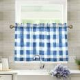 thumbnail image 1 of Yayeee Kitchen Curtains Tier Pair Light Filtering 27"x24" Rod Pocket Short Cafe Window Panel, Blue Plain, 1 of 7