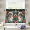 thumbnail image 1 of Yayeee Kitchen Curtains Tier Pair Light Filtering 27"x24" Rod Pocket Short Cafe Window Panel, Flowers And Cat, 1 of 7