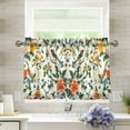 thumbnail image 1 of Yayeee Kitchen Curtains Light Filtering 27"x24" Rod Pocket Short Cafe Window Panel, Green Floral Pattern, 1 of 7