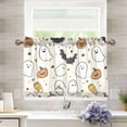 thumbnail image 1 of Yayeee Kitchen Curtains Tier Pair Light Filtering 27"x24" Rod Pocket Short Cafe Window Panel, Halloween Smiley Ghosts, 1 of 7