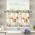 thumbnail image 1 of Yayeee Kitchen Curtains Tier Pair Light Filtering 27"x24" Rod Pocket Short Cafe Window Panel, Light Red Flowers, 1 of 7