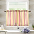thumbnail image 1 of Yayeee Kitchen Curtains Tier Pair Light Filtering 27"x24" Rod Pocket Short Cafe Window Panel, Pink And Yellow Striped Pattern, 1 of 7