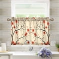 thumbnail image 1 of Yayeee Kitchen Curtains Tier Pair Light Filtering 27"x24" Rod Pocket Short Cafe Window Panel, Red Floral Pattern, 1 of 7
