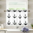 thumbnail image 1 of Yayeee Kitchen Curtains Tier Pair Light Filtering 27"x36" Rod Pocket Short Cafe Window Panel, Anchor Pattern, 1 of 7