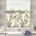thumbnail image 1 of Yayeee Kitchen Curtains Tier Pair Light Filtering 27"x36" Rod Pocket Short Cafe Window Panel, Beige Birds, 1 of 7