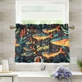thumbnail image 1 of Yayeee Kitchen Curtains Tier Pair Light Filtering 27"x36" Rod Pocket Short Cafe Window Panel, Black Sardines Pattern, 1 of 7
