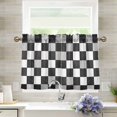 thumbnail image 1 of Yayeee Kitchen Curtains Tier Pair Light Filtering 27"x36" Rod Pocket Short Cafe Window Panel, Black White And Grey Plaid Pattern, 1 of 7