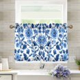 thumbnail image 1 of Yayeee Kitchen Curtains Tier Pair Light Filtering 27"x36" Rod Pocket Short Cafe Window Panel, Blue Floral Pattern, 1 of 7