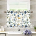 thumbnail image 1 of Yayeee Kitchen Curtains Tier Pair Light Filtering 27"x36" Rod Pocket Short Cafe Window Panel, Blue Floral, 1 of 7