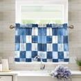 thumbnail image 1 of Yayeee Kitchen Curtains Tier Pair Light Filtering 27"x36" Rod Pocket Short Cafe Window Panel, Blue White And Gray Plaid Pattern, 1 of 7