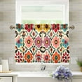 thumbnail image 1 of Yayeee Kitchen Curtains Tier Pair Light Filtering 27"x36" Rod Pocket Short Cafe Window Panel, Colorful Flowers, 1 of 7